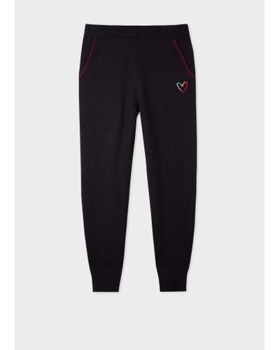 PS by Paul Smith Navy Embroidered 'swirl' Heart Joggers Blue