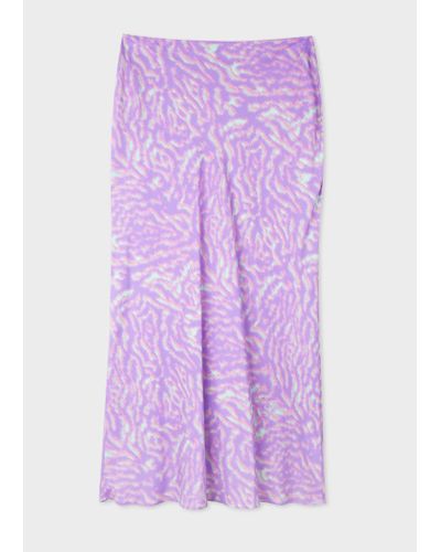 PS by Paul Smith Lilac 'abstract Animal' Midi Skirt Purple