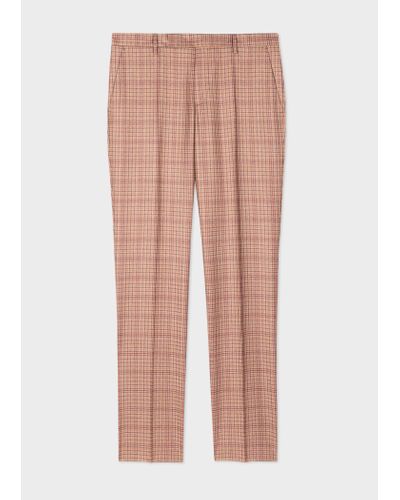 Paul Smith Slim-fit Rust Check Wool-cashmere Trousers Pink
