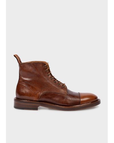 Paul Smith Tan Leather 'newland' Boots Brown