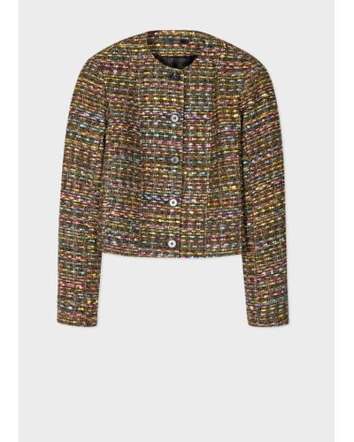 Paul Smith Multi Colour Tweed Cropped Jacket - Multicolour