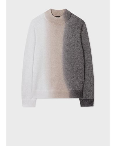 PS by Paul Smith Wool-blend Ombre Funnel Neck Jumper Black - Grey