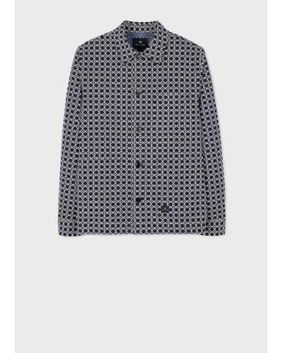 Paul Smith Navy Cross-stitch Cotton Jacket - Blue