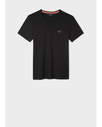 Paul Smith Black Embroidered 'swirl' Heart T-shirt