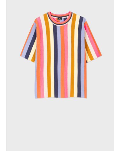 PS by Paul Smith Multi Stripe Organic Cotton Knitted Top Multicolour - Red