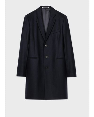 PS by Paul Smith Navy Wool-cashmere Epsom Coat Blue