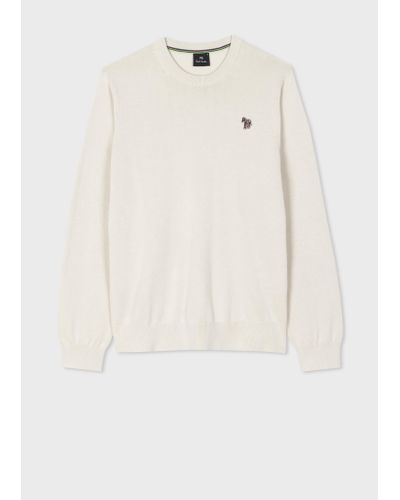 PS by Paul Smith Mens Jumper Crew Neck Zeb Bad - Natural