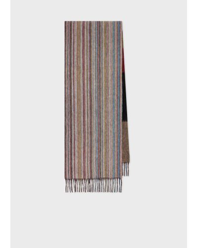 Paul Smith Women's Reversible 'signature Stripe' Cashmere-blend Scarf - Multicolour