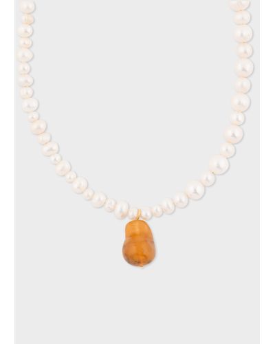 Paul Smith Pearl & Bio Resin Gold Vermeil Necklace By Completedworks Multicolour - White