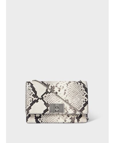 Paul Smith White Snakeskin Leather Chain Evening Bag