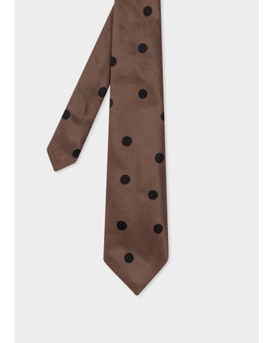 Paul Smith Men Tie Big Polka - Brown