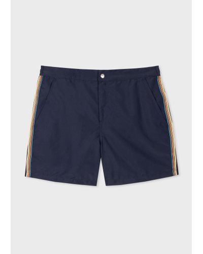 Paul Smith Navy Recycled-polyester 'signature Stripe' Swim Shorts Blue