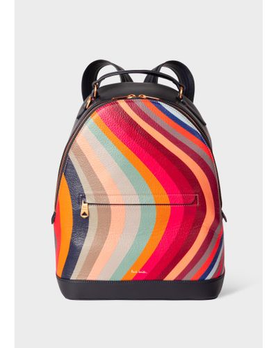 Paul Smith Leather 'swirl' Backpack Multicolour - Red