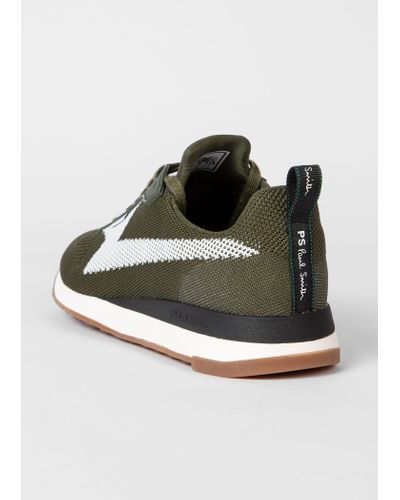 Paul Smith Synthetic Khaki 'rocket' Recycled Knit Sneakers for Men - Lyst
