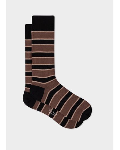 Paul Smith Black And Brown Painted Stripe Socks