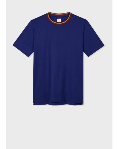 Paul Smith Cobalt Blue 'artist Stripe' Collar T-shirt