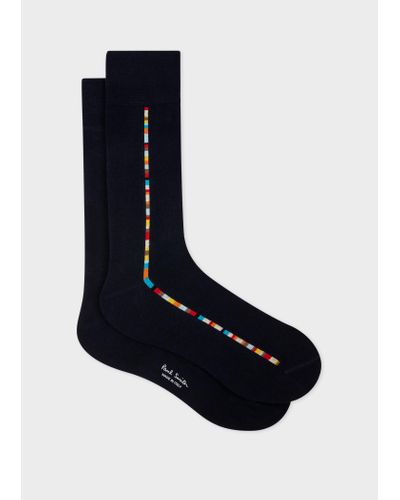 Paul Smith Navy 'signature Stripe' Central Trim Socks - Blue