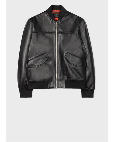 PS by Paul Smith Mens Bomber Jacket Leather - Black