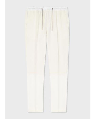 Paul Smith Ecru Linen Drawstring Trousers - White