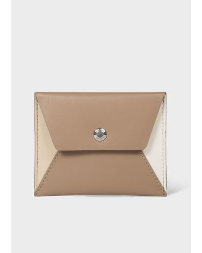 Paul Smith Beige Leather Envelope Credit Card Wallet - Natural
