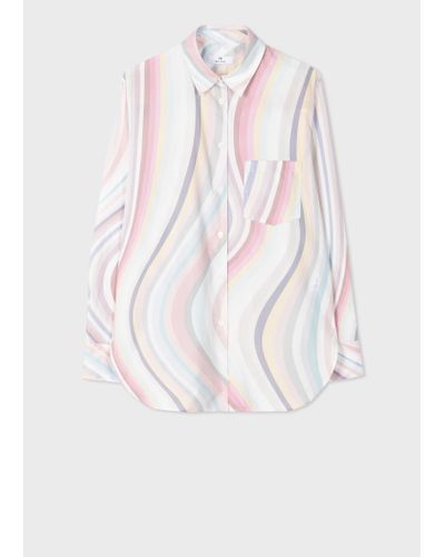 PS by Paul Smith Faded 'swirl' Cotton Shirt Multicolour - White