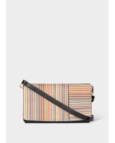 Paul Smith 'signature Stripe' Phone Bag Multicolour - Natural