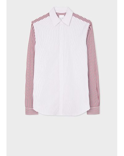 Paul Smith Tailored-fit Red Split-scale Stripe Shirt - White