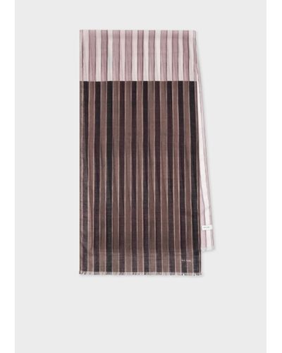 Paul Smith Pink 'painted Stripe' Scarf - Brown