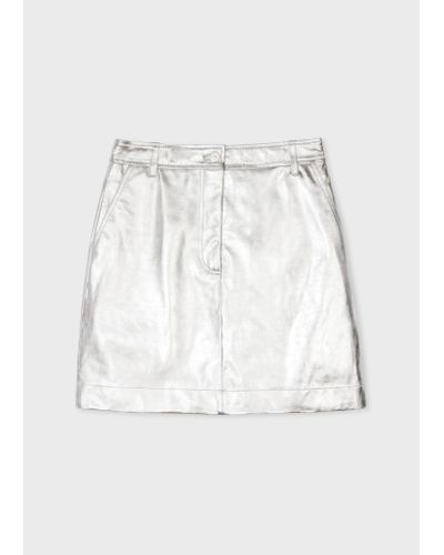 PS by Paul Smith Leather Silver Skirt - Multicolour