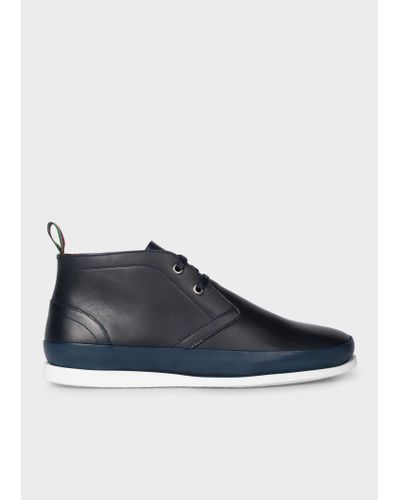 PS by Paul Smith Dark Navy Leather 'cleon' Boots - Blue