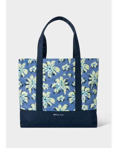 Paul Smith Blue 'palmera' Recycled-polyester Tote Bag