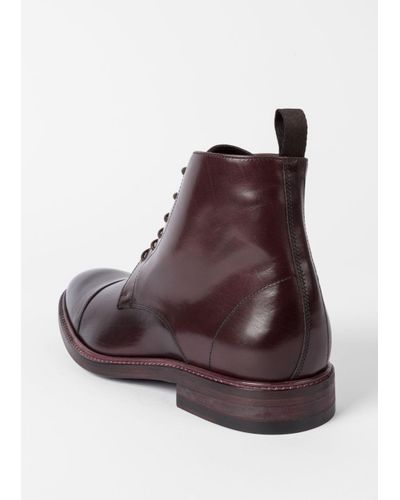 Paul Smith Men's Bordeaux Leather 'Cesar' Boots for Men - Lyst