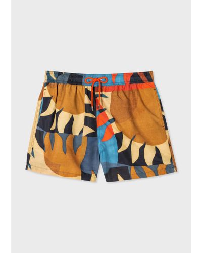 Paul Smith 'sun' Print Swim Shorts Orange
