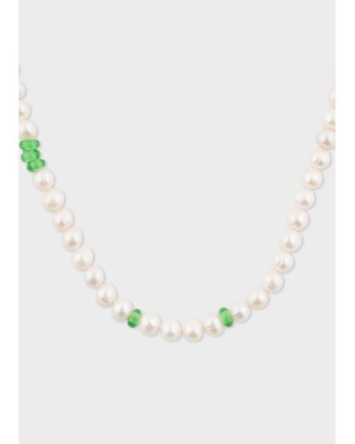 Paul Smith Pearl & Green Glass Bead Necklace By Completedworks Multicolour - White