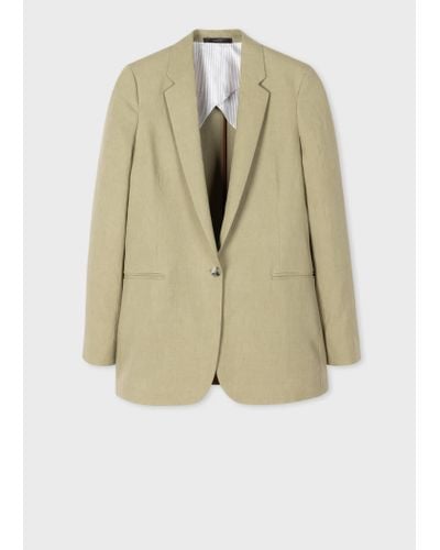 Paul Smith Pale Khaki Linen One-button Blazer Brown - Natural