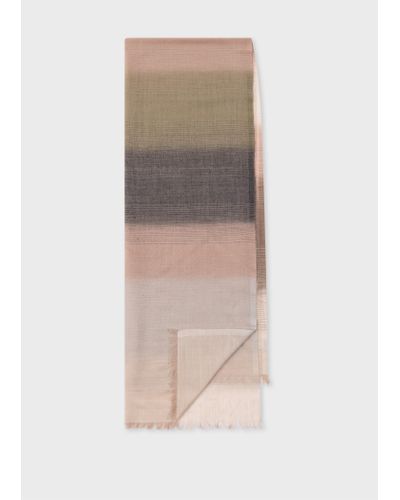 Paul Smith Pale Pink Gradient Stripe Wool Scarf