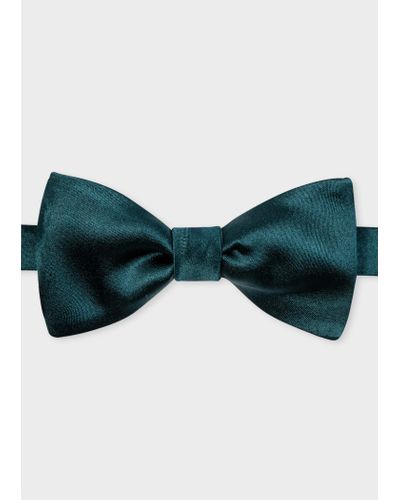 Paul Smith Men's Dark Green Silk Satin Self-tie Bow Tie