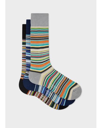 Paul Smith Signature Stripe' Socks Three Pack Multicolour - Blue