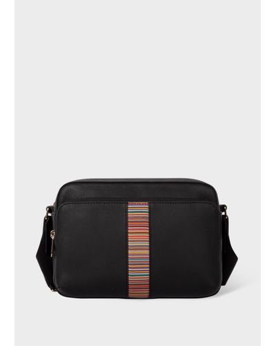 Paul Smith Black Cross-body Bag With 'signature Stripe' Panel