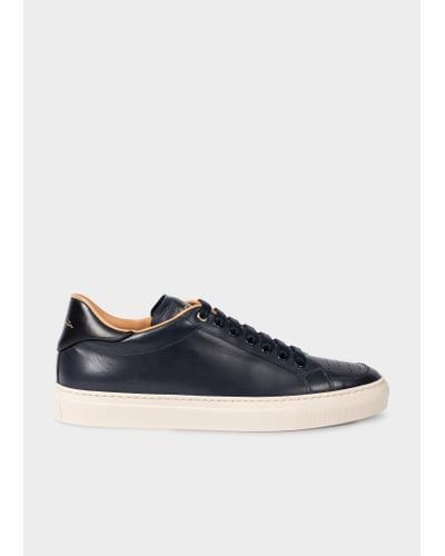 Paul Smith Dark Navy Leather 'banf' Trainers Blue