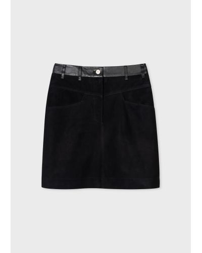 PS by Paul Smith Womens Skirt Suede Leather Mix - Black