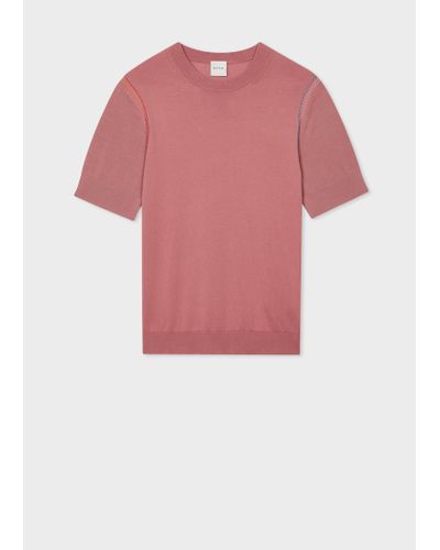 Paul Smith Womens Knitted Ss Top Crew Neck - Pink