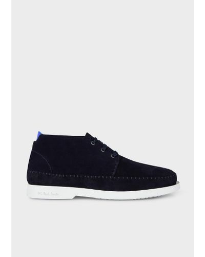 PS by Paul Smith Navy Suede 'crane' Boots Blue