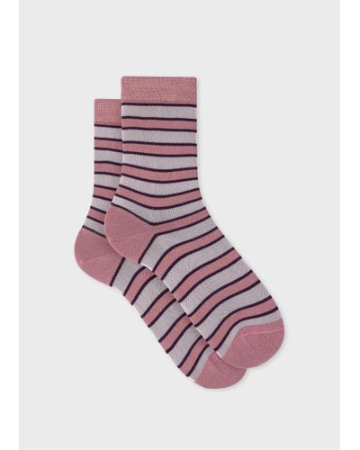 Paul Smith Women's Mauve Stripe Socks - White