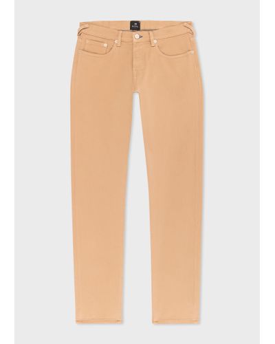 PS by Paul Smith Tapered-fit Tan Garment-dyed Organic Cotton-stretch Jeans Brown - Natural