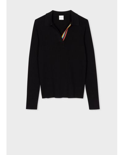 Paul Smith Womens Knitted Jumper Open Neck - Black