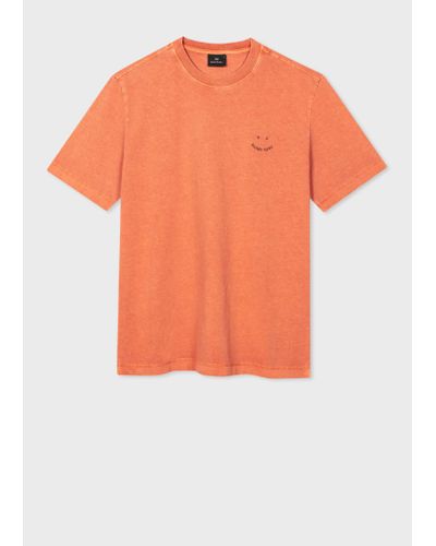 PS by Paul Smith Burnt Orange Cotton 'happy' T-shirt Brown
