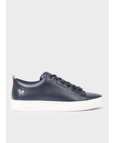 Paul Smith Navy Leather 'lee' Trainers Blue