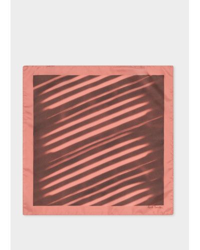Paul Smith Diagonal Stripe Silk Pocket Square Pink