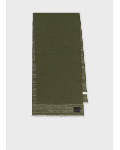 Paul Smith Khaki Cotton-blend Shadow Stripe Scarf Brown - Green